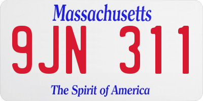 MA license plate 9JN311