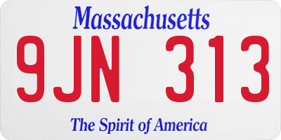MA license plate 9JN313