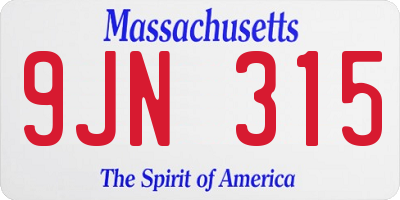 MA license plate 9JN315