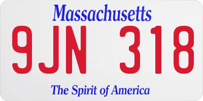 MA license plate 9JN318