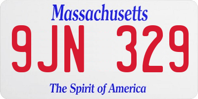 MA license plate 9JN329