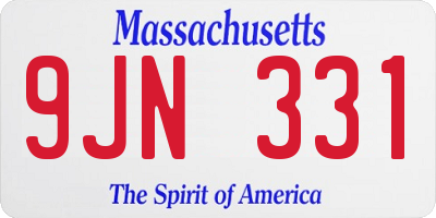 MA license plate 9JN331
