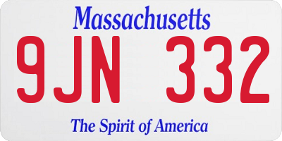 MA license plate 9JN332