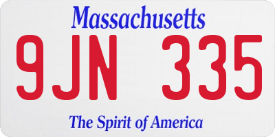 MA license plate 9JN335