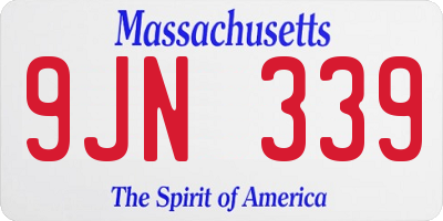 MA license plate 9JN339