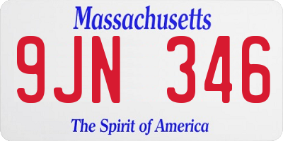 MA license plate 9JN346