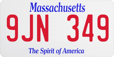 MA license plate 9JN349