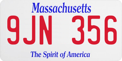 MA license plate 9JN356