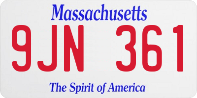 MA license plate 9JN361