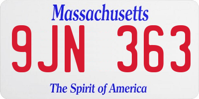 MA license plate 9JN363