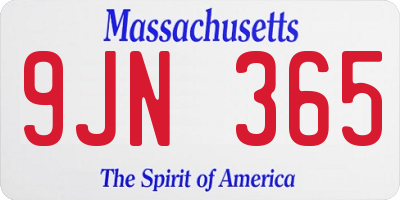 MA license plate 9JN365