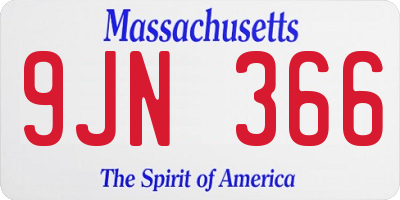 MA license plate 9JN366