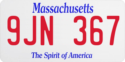 MA license plate 9JN367