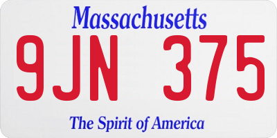 MA license plate 9JN375