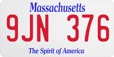 MA license plate 9JN376