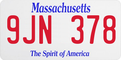 MA license plate 9JN378