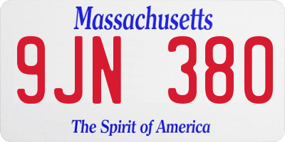 MA license plate 9JN380