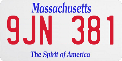 MA license plate 9JN381