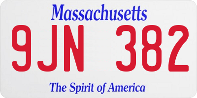 MA license plate 9JN382