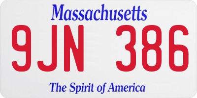 MA license plate 9JN386