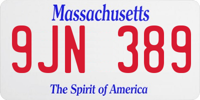 MA license plate 9JN389