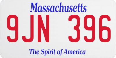 MA license plate 9JN396