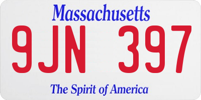 MA license plate 9JN397