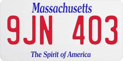 MA license plate 9JN403