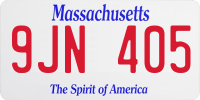 MA license plate 9JN405