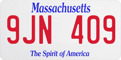 MA license plate 9JN409