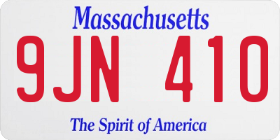 MA license plate 9JN410