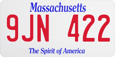 MA license plate 9JN422