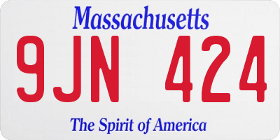MA license plate 9JN424