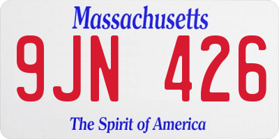 MA license plate 9JN426