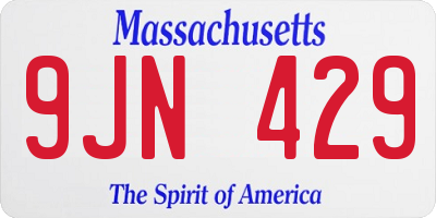 MA license plate 9JN429
