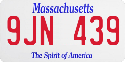 MA license plate 9JN439