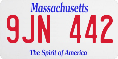MA license plate 9JN442