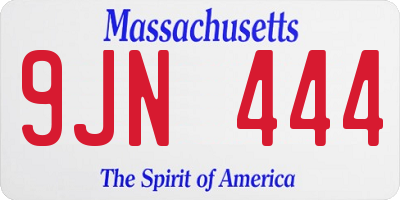 MA license plate 9JN444