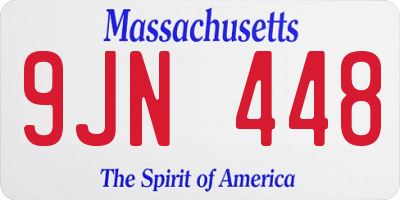 MA license plate 9JN448