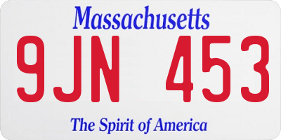 MA license plate 9JN453