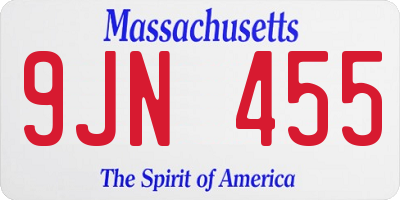 MA license plate 9JN455