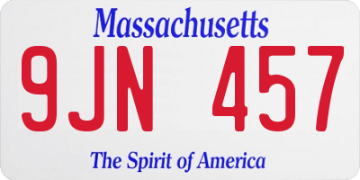 MA license plate 9JN457