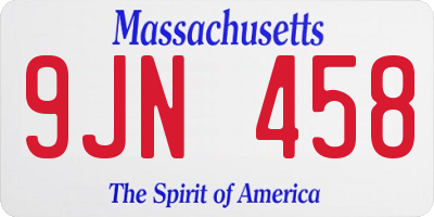 MA license plate 9JN458