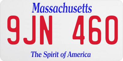 MA license plate 9JN460