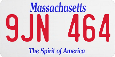 MA license plate 9JN464