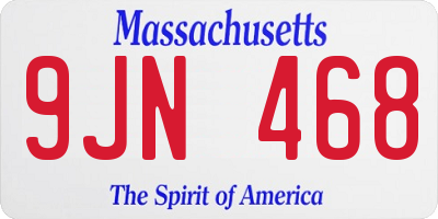 MA license plate 9JN468