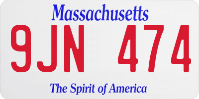 MA license plate 9JN474
