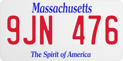 MA license plate 9JN476
