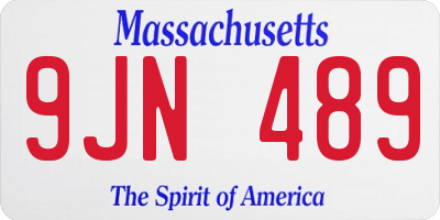 MA license plate 9JN489