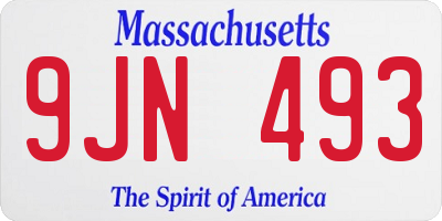 MA license plate 9JN493